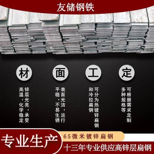 高锌层65μm微米镀锌扁钢b40x4接地极镀锌扁铁Q253热热523浸镀锌