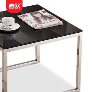 公简约现代轻奢钢化玻璃茶正DF8001几形黑色茶几商用办室长客厅茶