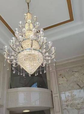 厅式奢华水晶吊灯大气别墅餐用厅客卧室家大厅高欧档天51546然贝