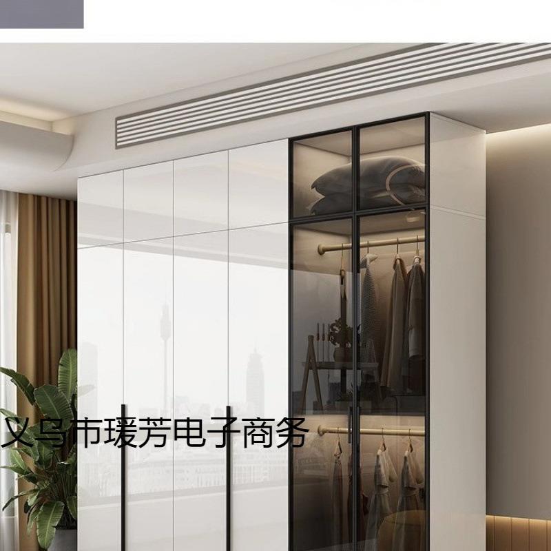 简约现家轻奢风玻璃门NQB衣柜用卧代室款小户型极简网红高光爆大