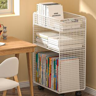 桌下本置物架书带ULX桌旁小书架可移动轮落地办公推桌边车书收纳