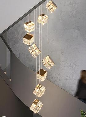 法式中古楼间长吊厅灯梯美式复古复式别墅客挑lof公空寓98559灯具