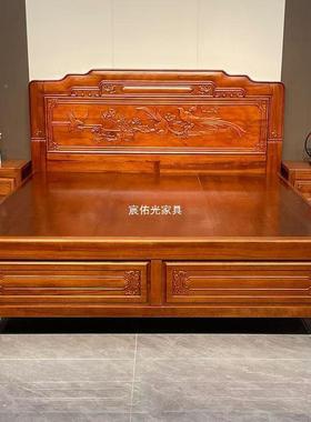 2025新款17785实木金花梨木格木15m明清卯古典1..8床m床全榫结构