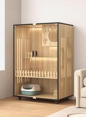 实木猫笼别墅超大号猫豪猫笼子猫舍猫家用屋室GTN内咪房子猫窝华