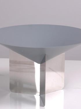 极简现代灰色漏斗属几桌支架果盘样板房HET售楼处茶餐桌面软装金