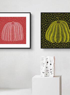 草间弥南生红色波点抽象艺装术画餐玄关瓜挂画服INA店样板间厅装