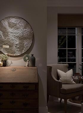 高端大圆形入户气玄关装装饰画5D立墅体皮革实物画TMK309别样板间