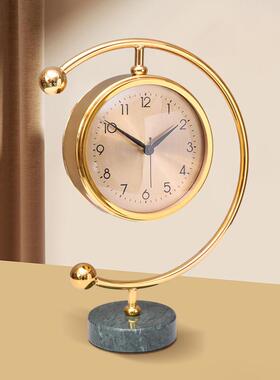 轻奢时尚创意座钟代个性家台钟客厅静音桌68549时面钟居现摆件立