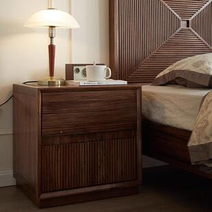 北美黑桃木群实木床头柜代简卧49802约室收现胡纳柜客厅沙发边收