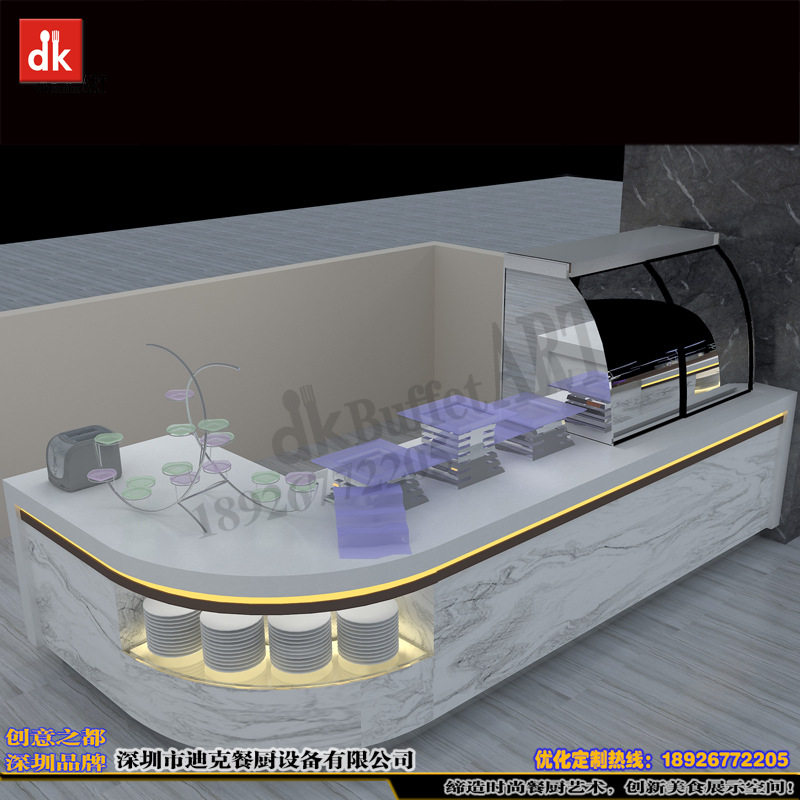高职餐厅鱼肚白石英石自助餐台
