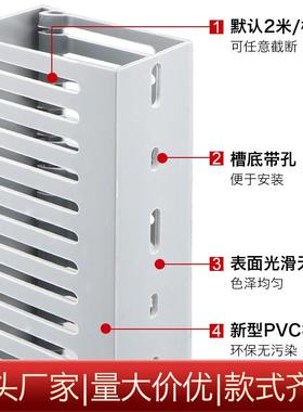 VC细齿线槽pc弱电柜布线槽燃GWD灰色u型开口密齿pvPcl线槽阻整箱