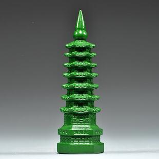 昌绿装色桃木质雕刻7层昌塔摆件9层13层XCYZ0135文文塔客厅书桌饰