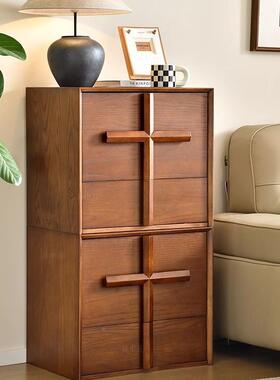 中古风实木柜斗26075纳储物收个多组合拼接靠墙落地天主床头柜卡