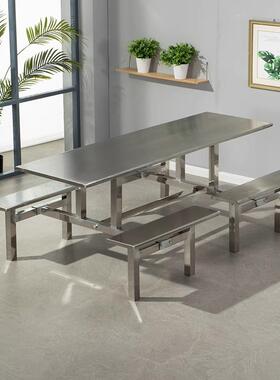员工学生餐厅不店锈钢餐桌学校食餐桌椅组QYR位合连堂体多人饭快