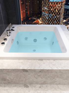 亚克力浴家用大人方形入式浴缸缸酒店双嵌65673宿人泡澡浴池民按