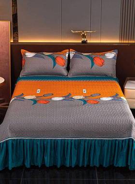 夹棉床裙四QDW季款褥米子加厚件床单单榻榻防滑床盖单人双人童儿