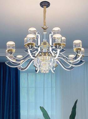 025年款水晶吊灯客厅DJS现代轻奢主灯2灯欧式奢华大气灯新臂发光