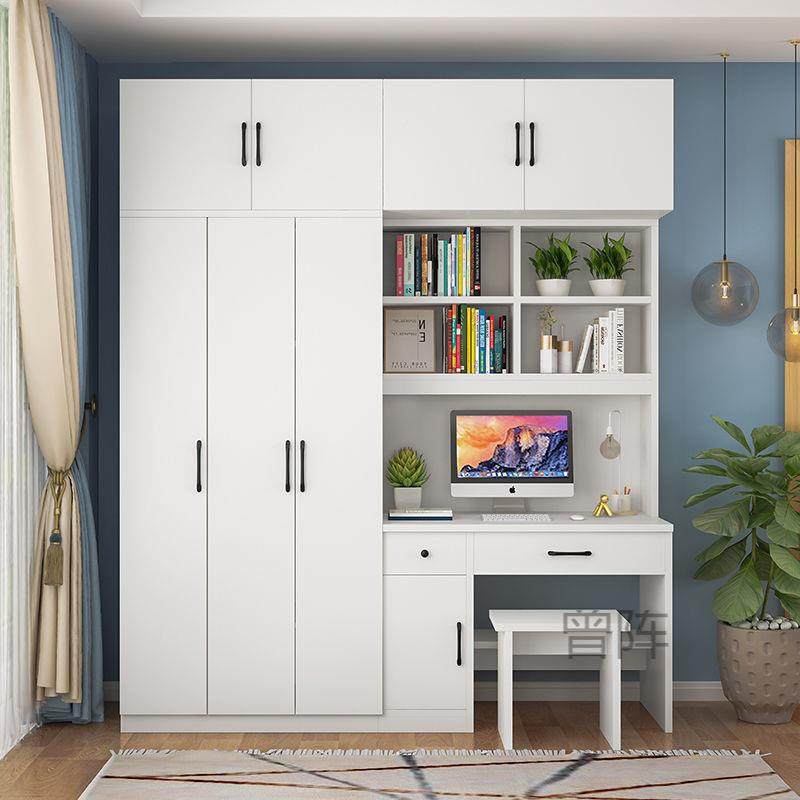 曾p1书式桌带衣柜欧多功能组衣合SPD书架学生写字台一体体连书桌