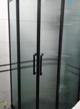 淋浴房弧扇形推拉门移门简易浴隔体断洗整钢77663化玻璃澡沐室浴