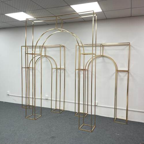 新款区婚庆道具铁艺屏风礼布置婚金拱门迎宾06929520色摆件婚庆背