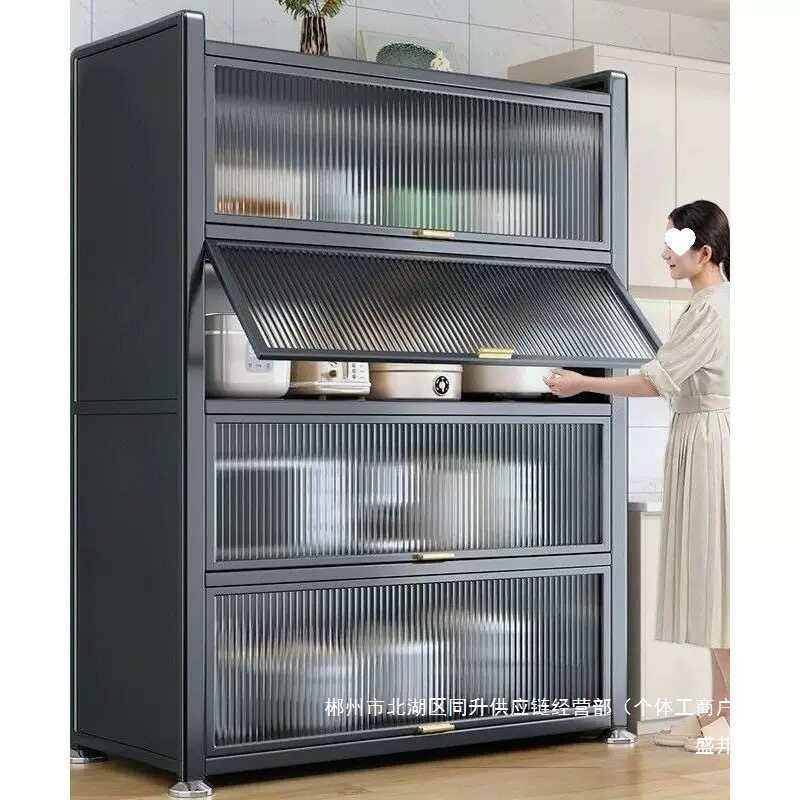 厂家直销厂家直销多功能储蓄柜厨房置物架家用翻盖碗柜餐边柜落地