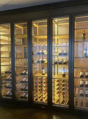 不锈恒温酒柜展示双柜金属钢玻XIK璃庄开门别墅客厅酒窖酒轻奢酒