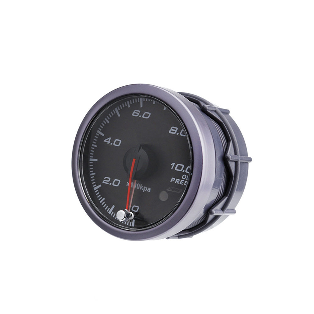 跨境汽车改装油压表12V2.5寸60mm通用 螺旋外壳黑背油压表