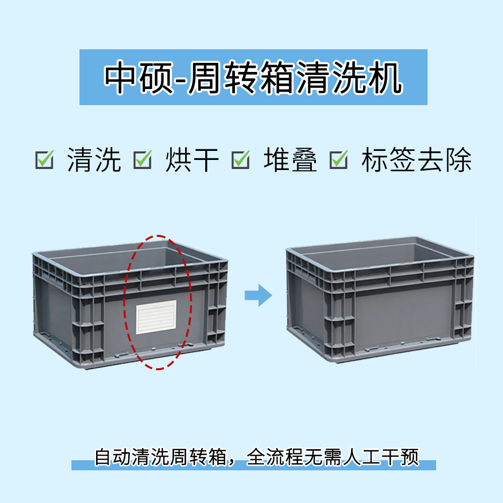 不干胶标签去除塑料筐洗筐机周转箱清洗机去油污残留EU箱洗箱机