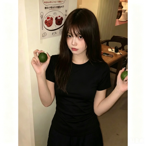 夏季舒适短袖修身收腰T恤女