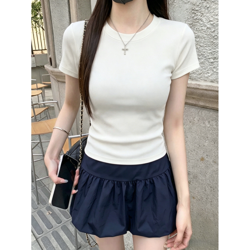 白色修身短袖T恤女夏季新款