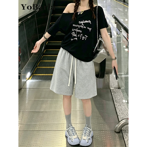 夏季美式宽松显瘦五分短裤女