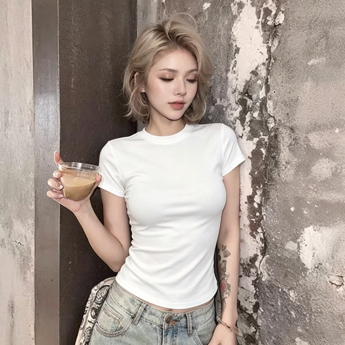 夏季美式辣妹显瘦紧身短袖T恤