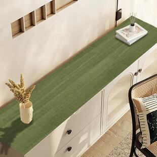 新中式彷绿亚麻皮革桌垫防水防油防烫电视柜垫边桌垫子鞋柜垫定制
