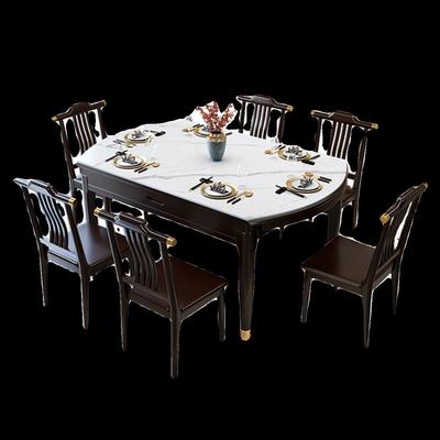 新中式岩板餐桌实木小户型家用伸缩方圆两用现代简约可变圆饭桌子