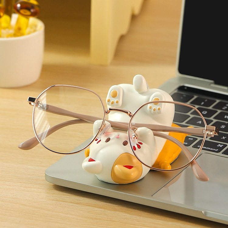 创意猫眼镜放置架手机支架躺平猫摆件办公室桌面装饰品小礼物