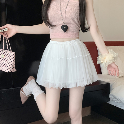 高腰潮流蓬蓬短裙白色新款半身裙女花苞夏季显2025成人tutu裙云朵
