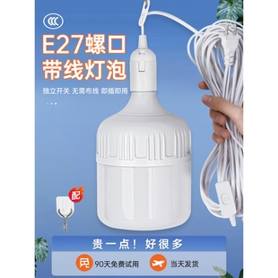 节能灯泡家用插电式户外照明灯E27螺口插头插座悬挂开关带线LED灯