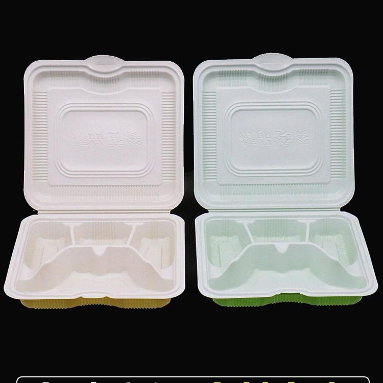 一次性餐盒连体四格可微波加热分格商用便当饭盒外卖打包盒快餐s^