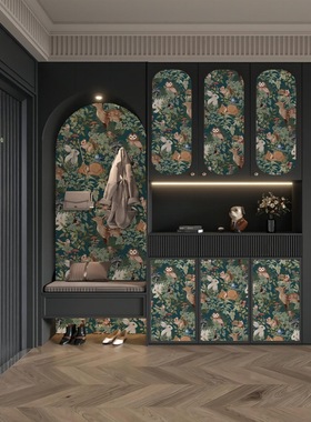 ?法式复古小兔子墙壁纸自粘墙贴高颜值耐脏墙纸卧室温馨wallpape