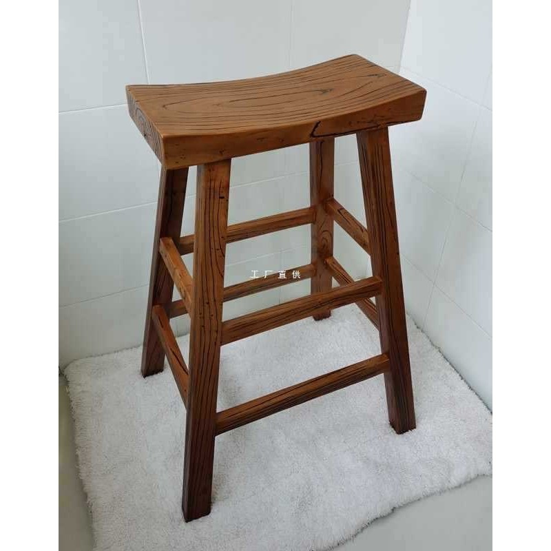 ?批量独板老榆木凳子马鞍凳实木条凳榫卯仿古怀旧凹面凳餐桌椅吧