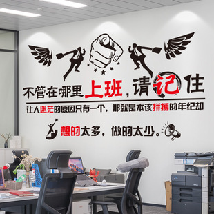 办公室文化墙上装 饰励志语录墙贴纸团队激励标语公司自粘墙壁宏东