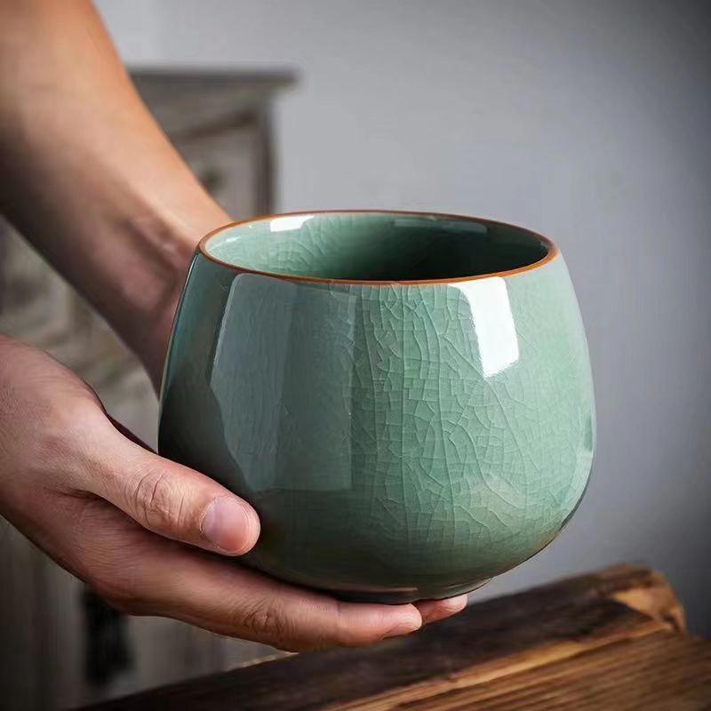 陶瓷汝窑水盂茶洗建水茶水缸哥窑茶桶家用复古功夫茶渣缸功夫茶盂