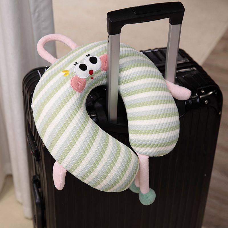 夏季冰丝U型枕护颈枕飞机旅行颈部靠枕办公室u形枕头记忆棉便携