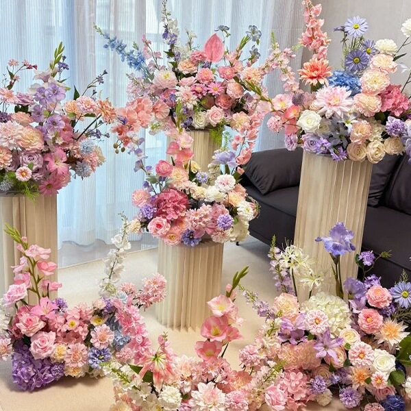 结婚装饰仿真花地排路引订婚礼场景布置餐桌浪漫花艺花束插花摆件