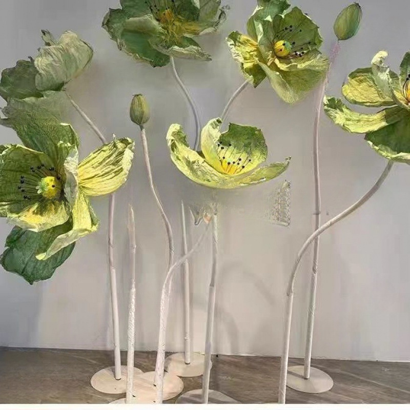 双孔底座花艺三孔假花底盘绿色圆花艺插花底座铁艺单孔纸婚庆道具