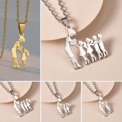 Mothers and Children Family Stains Steel Necklaces Silver