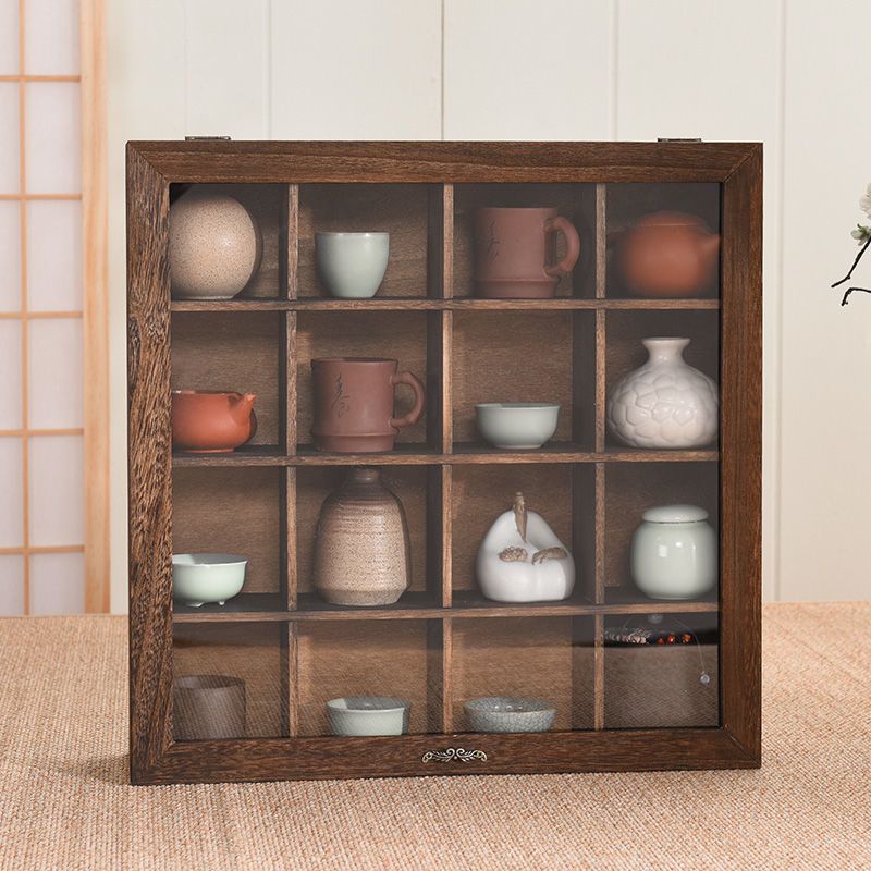 柜子储物柜实木防尘柜茶杯展示柜格子多层茶壶玻璃展柜化妆品储物