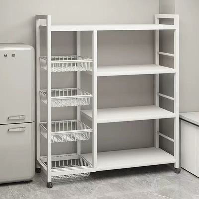 碳钢厨房置物架落地多层蔬菜篮子收纳架多功能微波炉烤箱储物架