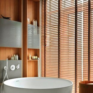 木百叶窗帘2025新款实木中古法式原木风遮光遮阳循环升降卷帘