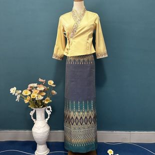 新款西双版纳傣族服装女上衣长裙套装工作服传统傣族裙生活日常装